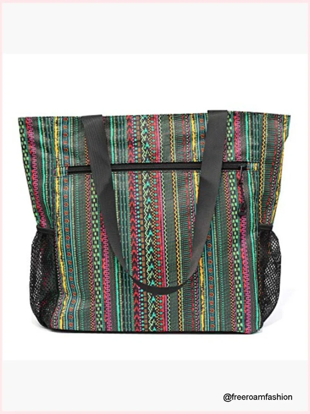 Large Floral Tote Bag with Multi Pockets for Travel Gym Beach